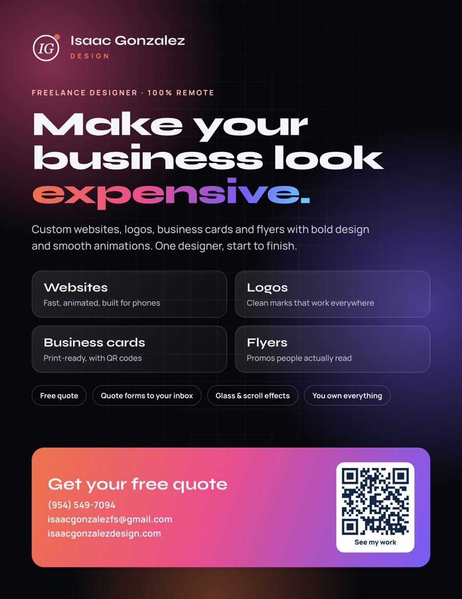 Flyer for Isaac Gonzalez Design